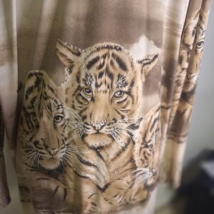 Valentina Vintage Cardigan Brown Tan Tigers With Rhinestones Sz XL